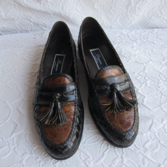 Genuine CROCODILE BROWN  Loafers 10N Brown 2 Tone Italy BRAGANO COLE HAAN main image 5
